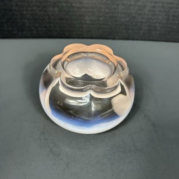 Vintage Duncan Miller Pink Opalescent Glass 5”‎ Hair Receiver w/Rim Footed Bowl - Picture 14 of 16